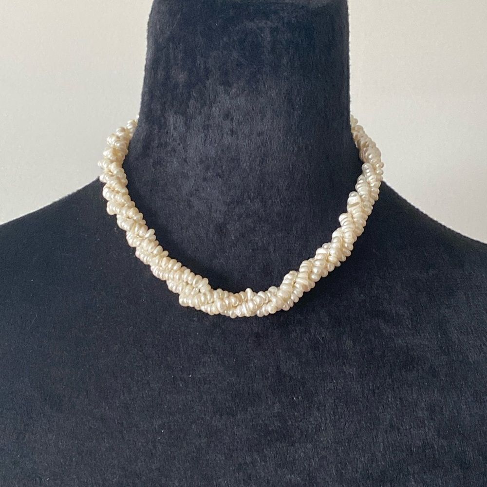 Multi-Strand Twisted Faux Seed Pearl Necklace